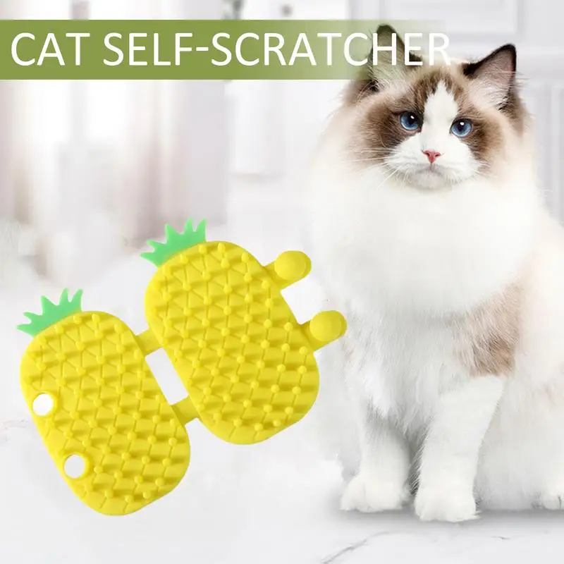 Cat Scratcher Self Groomer Pineapple Design Cat Face Scratchers Cheek Self-Scratcher Adjustable Silicone Groomer Massage Combs