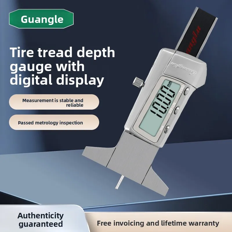 Tire tread depth gauge Metal casing display unit portable vernier digital 0-30mm mm inch groove depth gap small pointed tips
