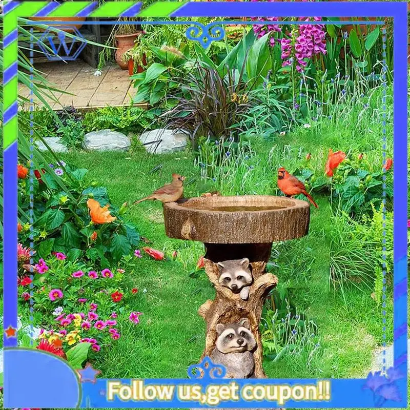 

Resin Sculpture Bird Feeders, Carved Resin Bird Bath,Outdoor Home Crafts Resin Yard Lawn Decorations Decor Sculpture Durable C