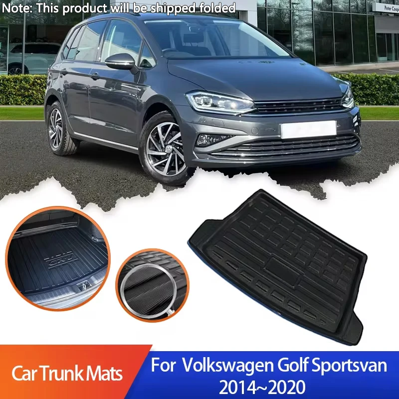 For Volkswagen Golf Sportsvan Accessories Car Trunk Mats VW 2014 2015 2016 2017 2018 2019 2020 Cargo Liner Tray Floor Cushion