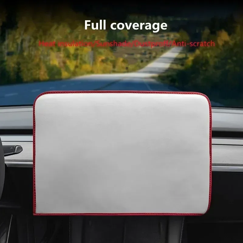 For Tesla Model 3 2017-2022 Car Central Navigation Cover Leather Dustproof Sunshade Screen Protector for Tesla Model Y Accessory