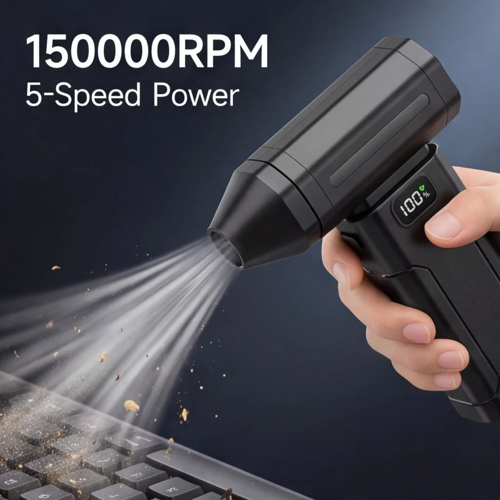 150000 RPM High-Power Fan High-Speed Car Dust Blower Brushless Turbo Jet Fan Blower 6-Speed Portable Dust Cleaner Violent Fan