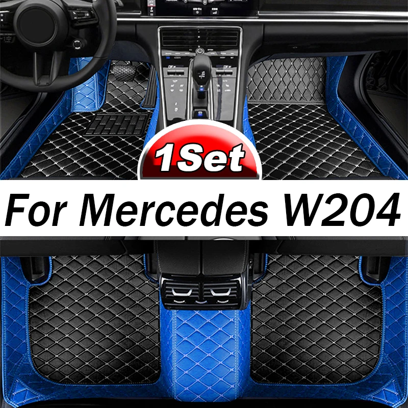 

Custom Auto Luxury Leather Car Floor Mat For Mercedes W204 2008 2009 2010 Car Mat Full Set Women Waterproof Accessories