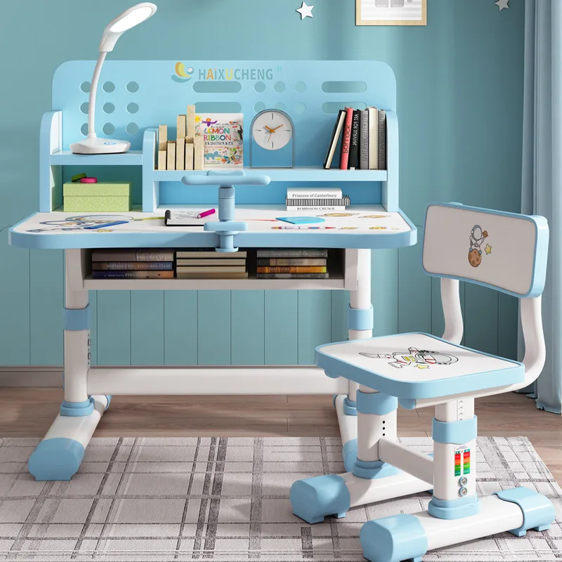 Escritorio de estudio minimalista para niños, juego de mesa ajustable para estudiantes de escuela primaria, escritura, tarea, hogar