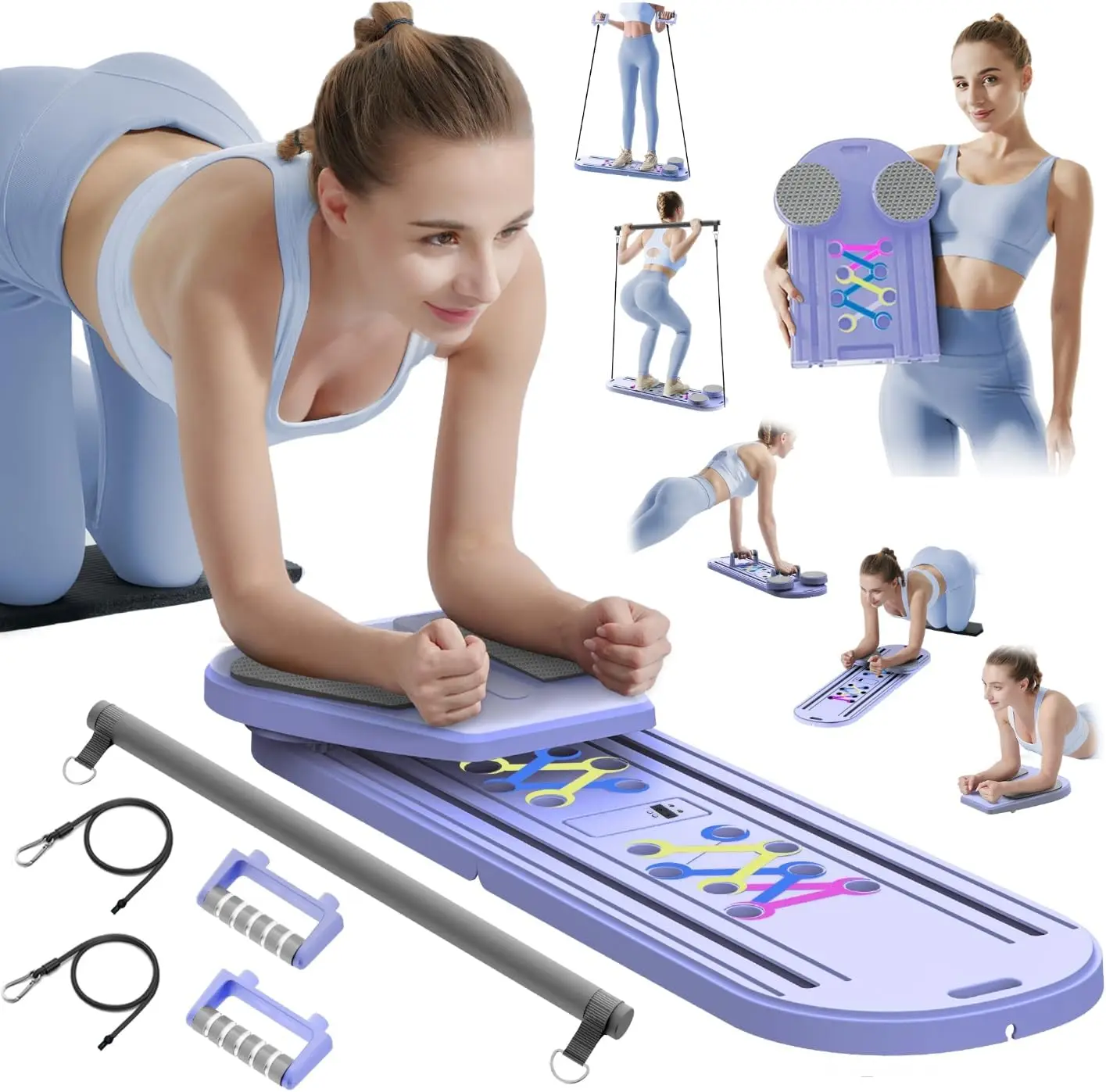 

Foldable Pilates Reformer Board AB Exercise Training Mulit Machine Pilates Board Roller