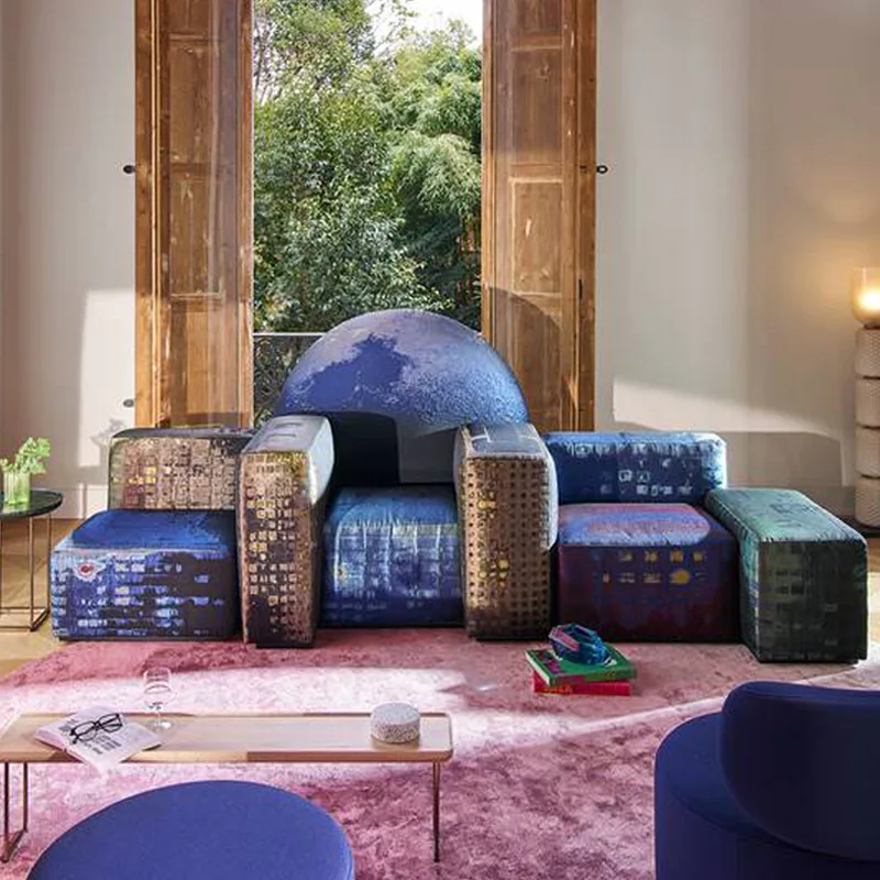 Italian minimalist New York night simple modern fabric combination sofa multi-module combination color puzzle