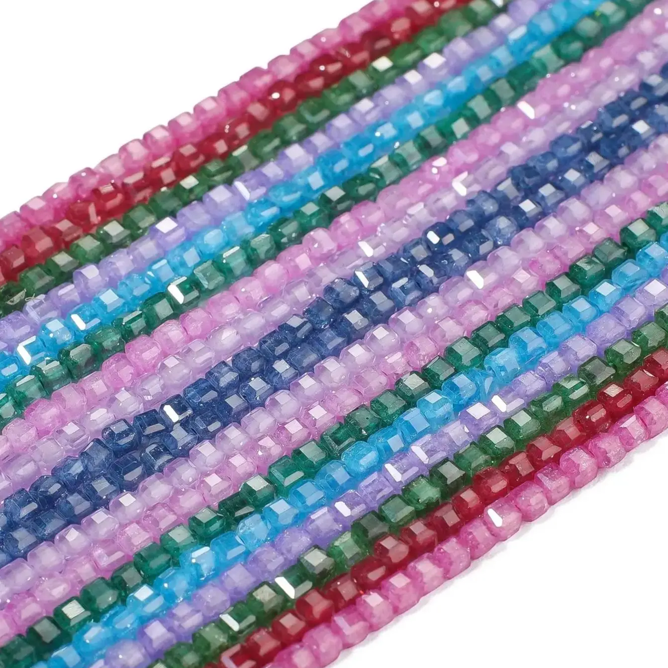 2 مللي متر الأوجه الزركون الزجاج الخرز مربع صغير فاصل فضفاض حبة Diy بها بنفسك أنيقة سوار قلادة صنع المجوهرات اكسسوارات