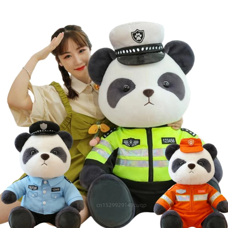 Creative Cartoon Professional Cosplay Police Panda Plush Doll Pillow Traffic Police Fireman Safety Education Gift To Students