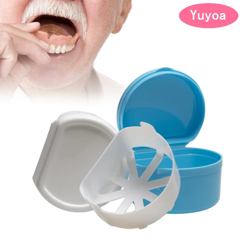 20pcs Denture Bath Box Cleaning False Teeth Storage Box With Hanging Net Container Artificial Tooth Case Orthodontic Retainer