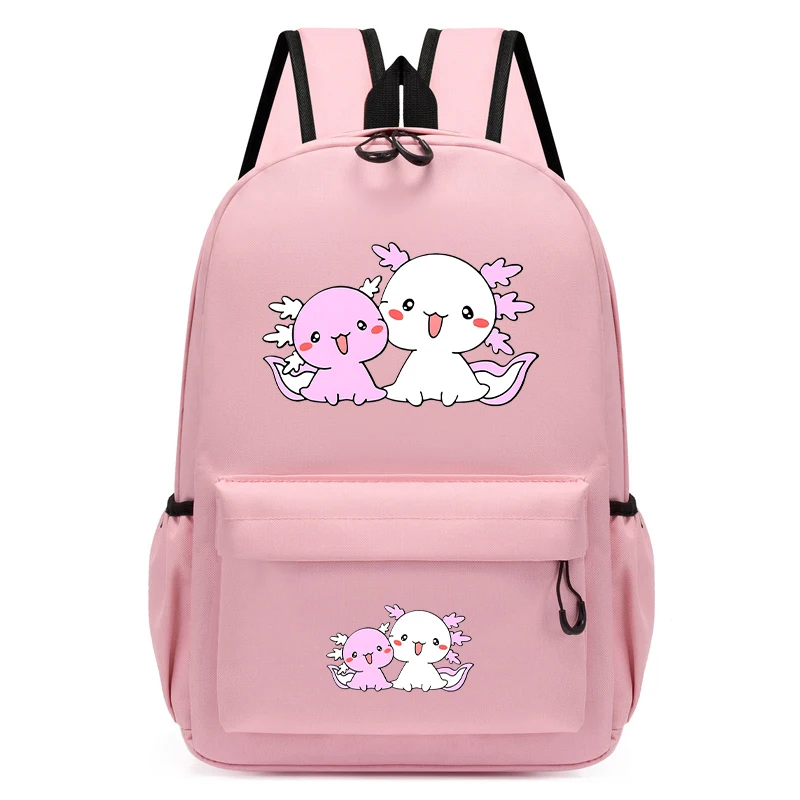 Cute Axolotl Cartoon escola sacos para crianças, jardim de infância mochila, Bookbag para meninas, criança sacolas, novo