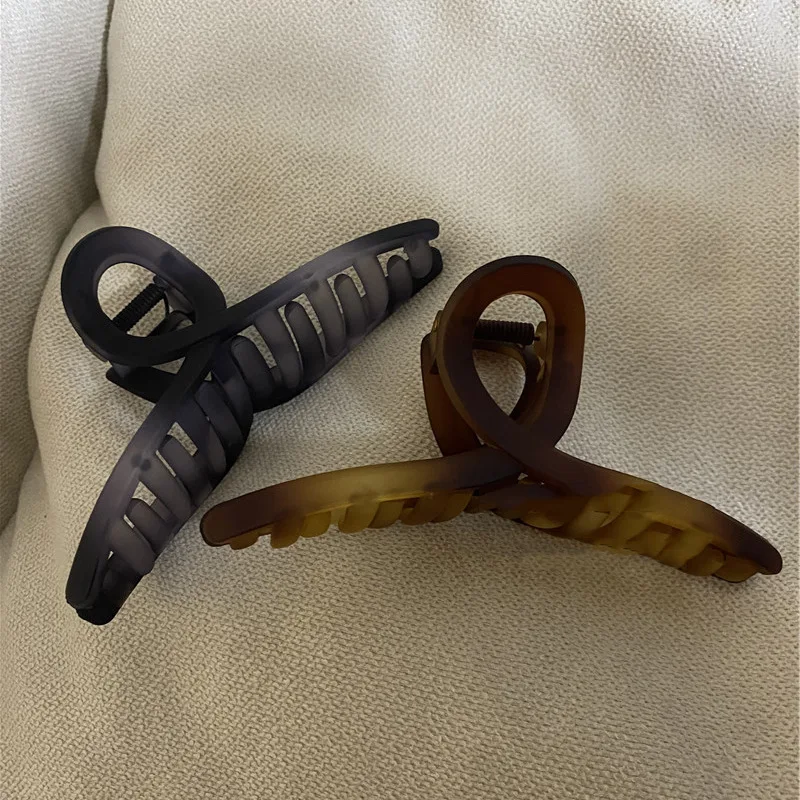 Shark Hair Claw Clip Matte Amber 13cm for Women Back Head Updo Summer Daily Extra Large Premium Non Damaging Elegant