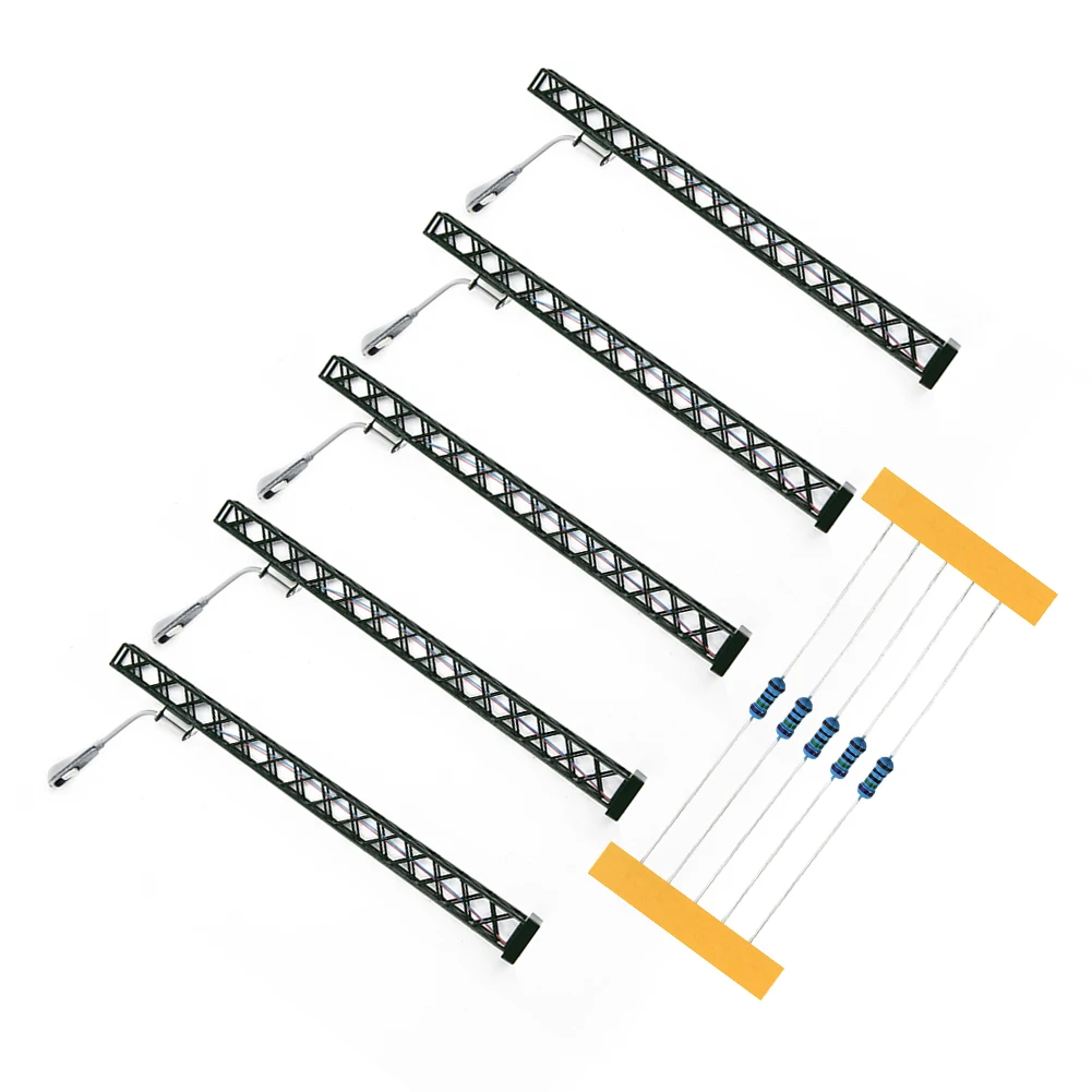 5Pcs Model Railway Lights Lattice Mast Light, Gauge H0 Light Layout LED Lamp 5 Pieces Of Series Resistors For Connection To 12-1