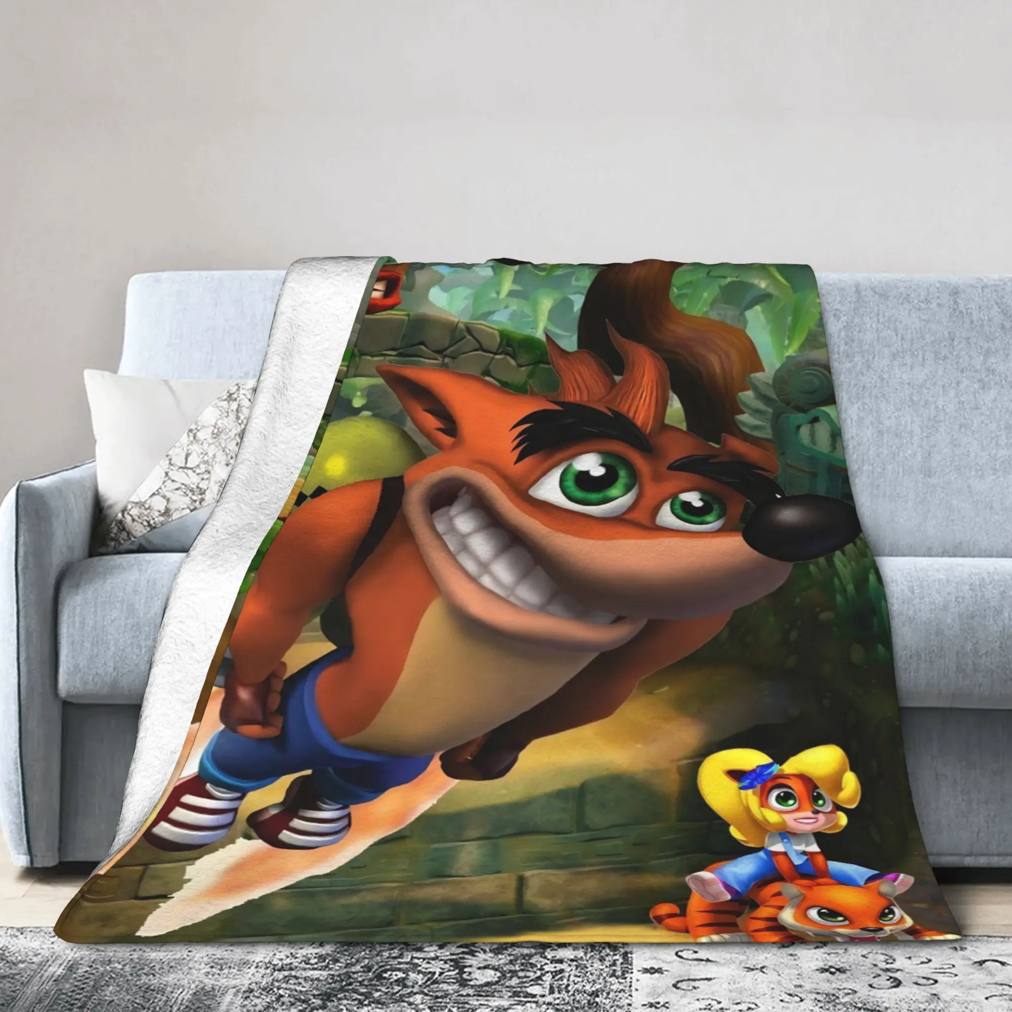 Crashed Game Bandicoots Blankets Aku Wool Vintage Breathable Throw Blankets for Coverlet Textile Decor