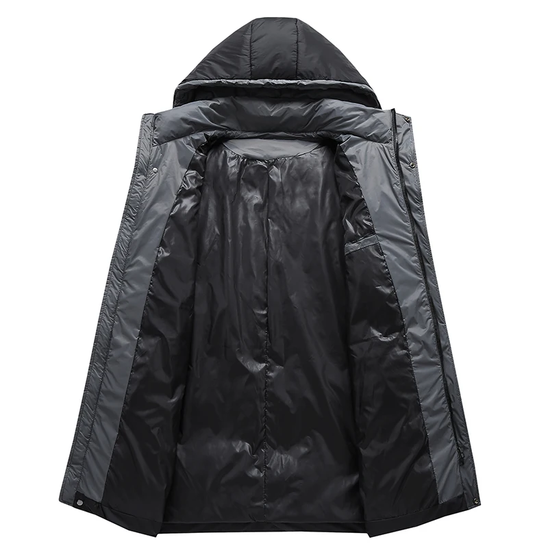 Quality Winter Down Jacket Long For Men Solid With Hooded Clain Windbreaker Catch Warm Mern fashion Clothing