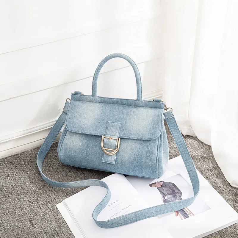

Denim Women handbag High Quality Jeans Crossbody Bag Vintage female big Tote Travel Shoulder Bag Large Bolsa blue