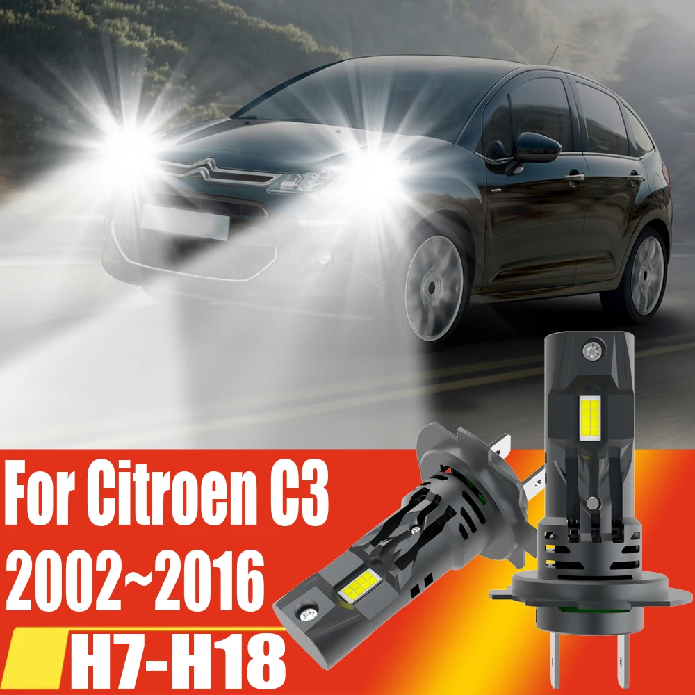 

2pcs H7 Led Headlight Canbus High Power Car Bulb 6000k White Auto Fog Lights Moto Turbo Diode Lamp 12v For Citroen C3 2002~2016