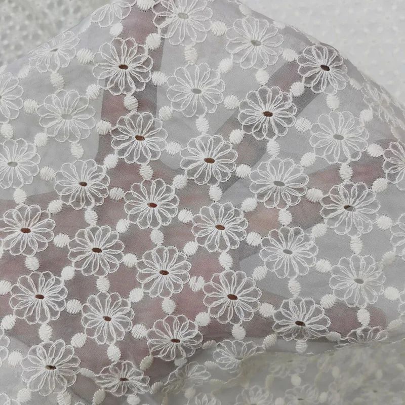 

Small Daisy Floral Lace Embroidery Fabric Children's Clothing Women's Dress Diy Handmade Sewing Material