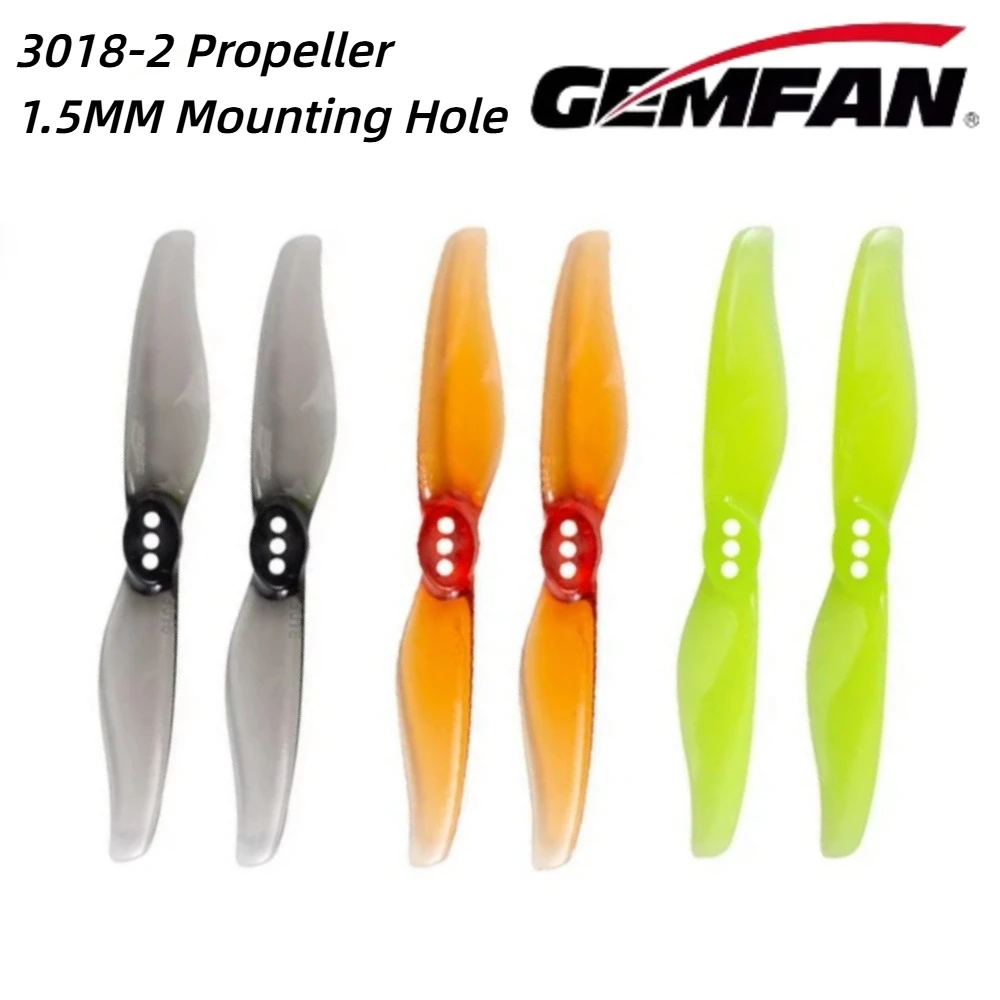 

4Pairs/8pcs Gemfan Hurricane 3018 3x1.8 3inch 2-Blade Propeller 1.5mm T Mount For RC FPV Drone Racing Toothpick Parts 1303