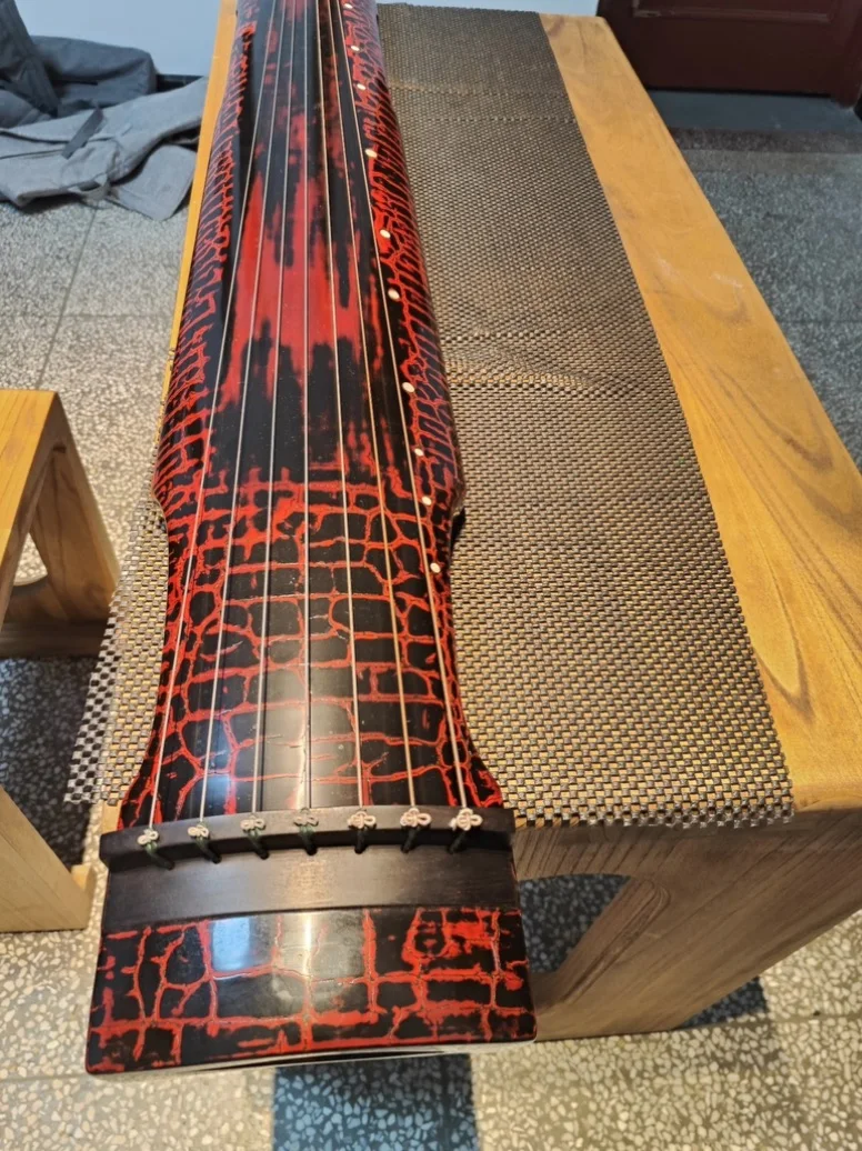 Zhongni Style Guqin, Old Chinese Fir Wood, Pure Raw Lacquer Craft, 7 Strings Traditional Chinese String Musical Instrument