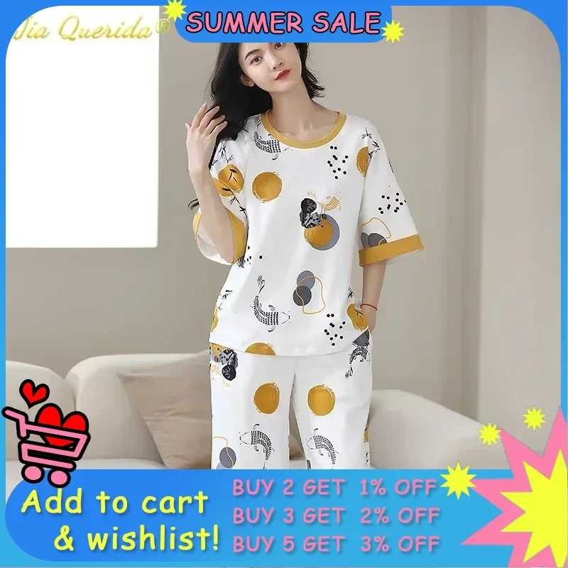 

SUKAE женский пижамный комплект M-5XL, большой размер, одежда для сна с круглым вырезом и круглым вырезом для женщин, хлопковые винтажные удобные повседневные пижамы для женщин