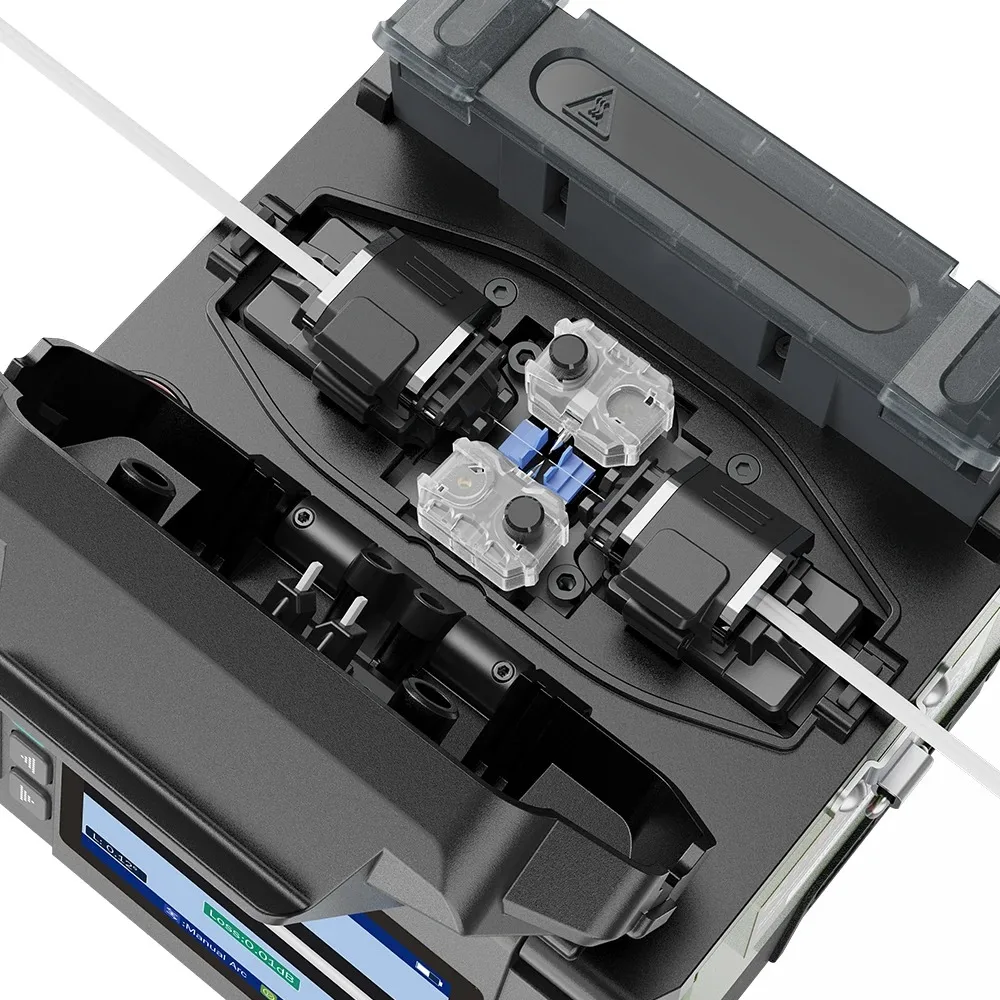 Empalmador de fusión de fibra óptica FTTX de empalme rápido Soldador de empalme portátil Komshine EX39 con cuchilla de precisión. Vida del electrodo: 5000