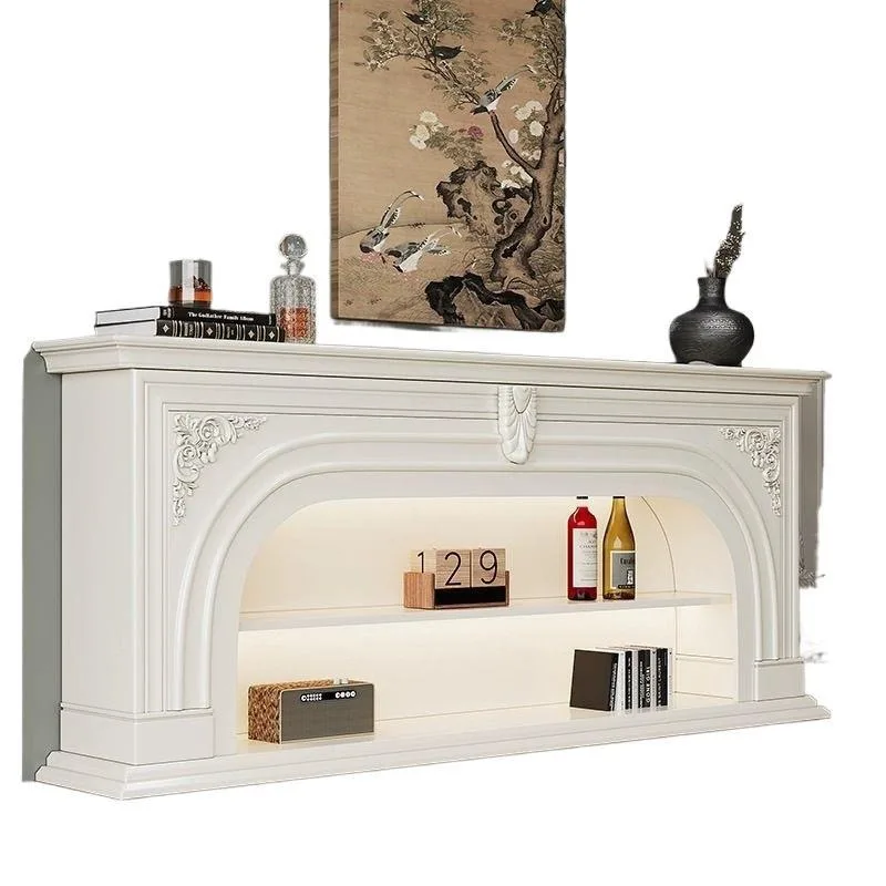 French fireplace decorative cabinet solid wood large size