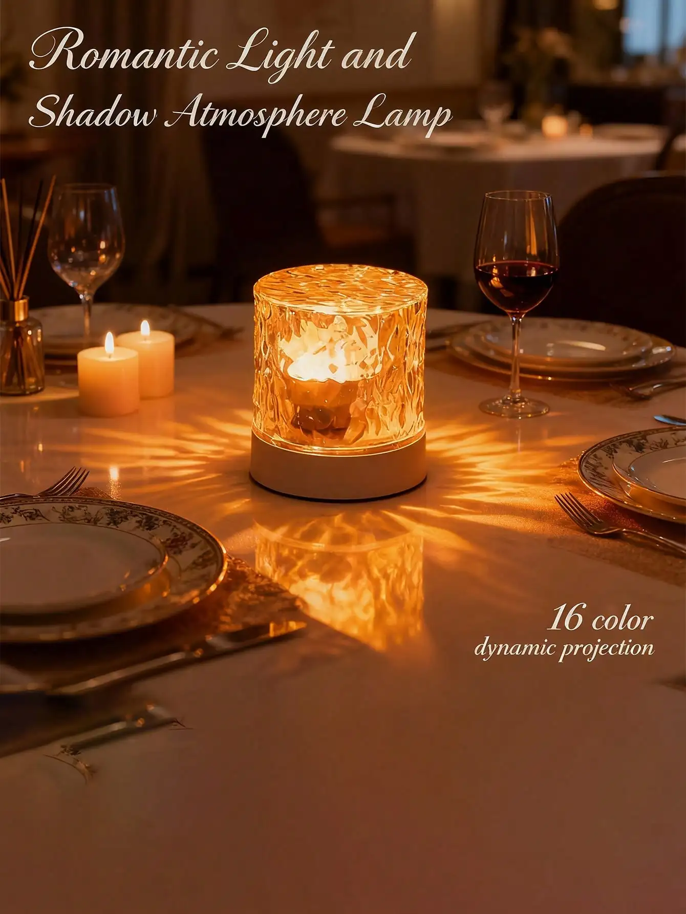 1PC USB Rotating Projection Lamp: Wave/Flame/Starry Sky Dynamic Atmosphere Light for Home & Party