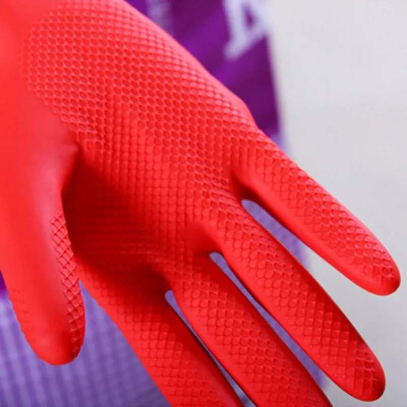 Flexible Comfortable Rubber Clean Gloves Red Dish Lady Gloves Washing Long Rubber Kitchen Cleaning Accessories