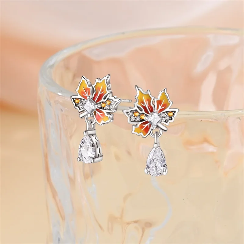 

New 925 Sterling Silver Autumn Style Women Earrings Brilliant Wedding Engagement Star Earrings Jewelry Gifts
