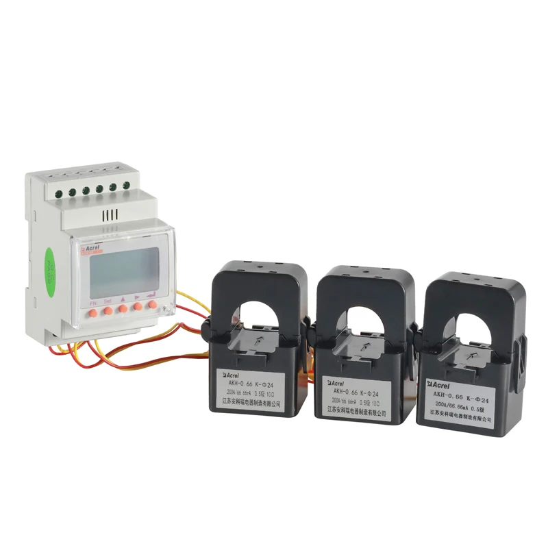 Acrel Din Rail Bidirectionele 3 Fase Elektrische Meter Met 3 Pcs 80a/120a/200a/300a Cts Voor Zonne-Energie Pv Power Monitoring