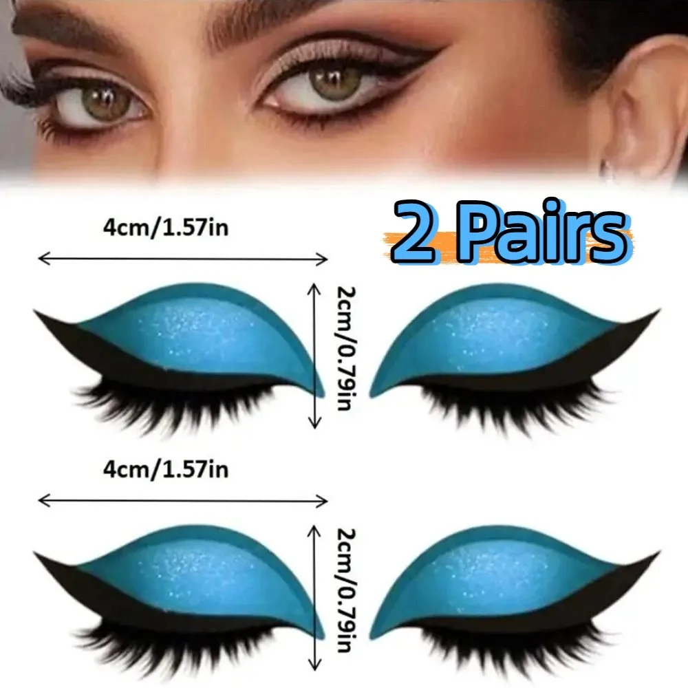 2 Paar selbstklebende, wiederverwendbare, zeitsparende, wasserdichte Eyeliner-Sticker für Lidschatten und Wimpern, schnelles Make-up, kreativ