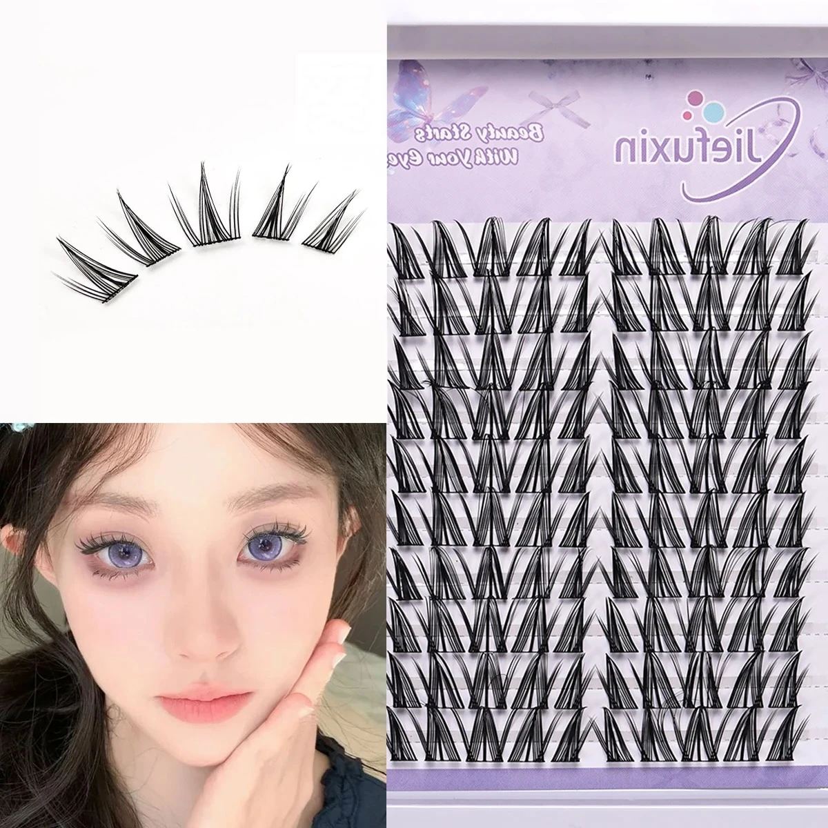 10 Rows C Curl Individual Eyelash Extensions Mixed Length Thick Lash Clusters DIY False Lashes Suitable for Beginners