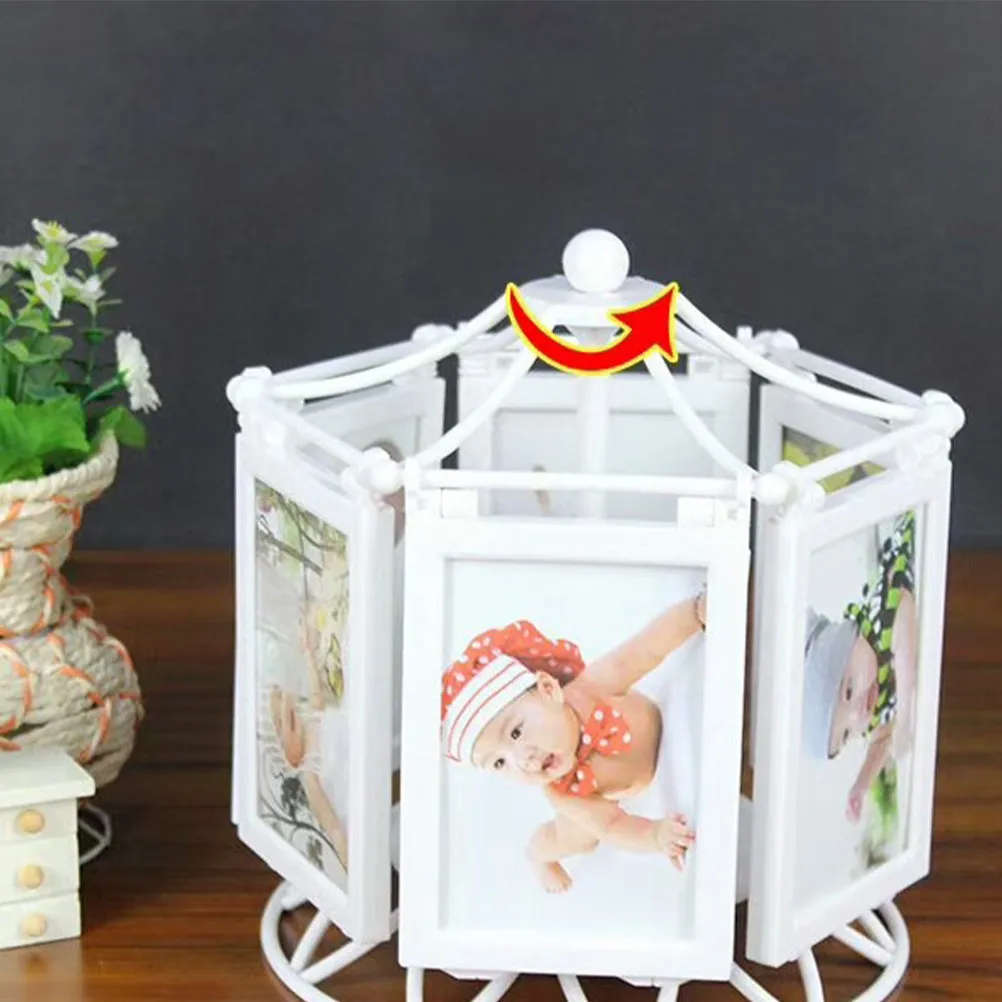 

Фоторамка-колесо обозрения 5 дюймов, вращающаяся вручную на 360 градусов, без электропитания, креативный декор для гостиной, подарок