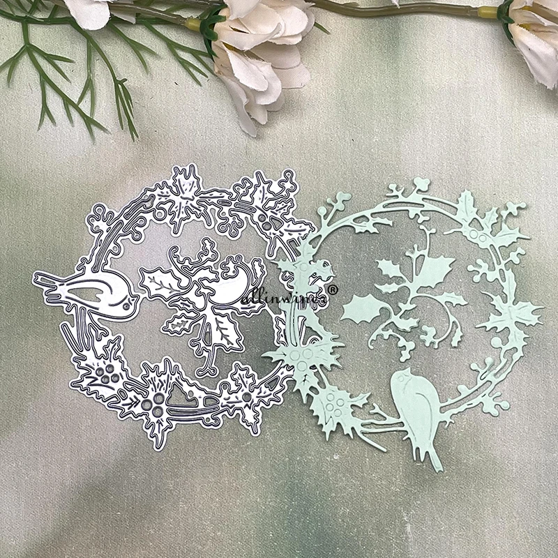 New Bird holly wreath Metal Cutting Dies for DIY Scrapbooking Album Paper Cards Decorative Crafts Embossing Die Cuts