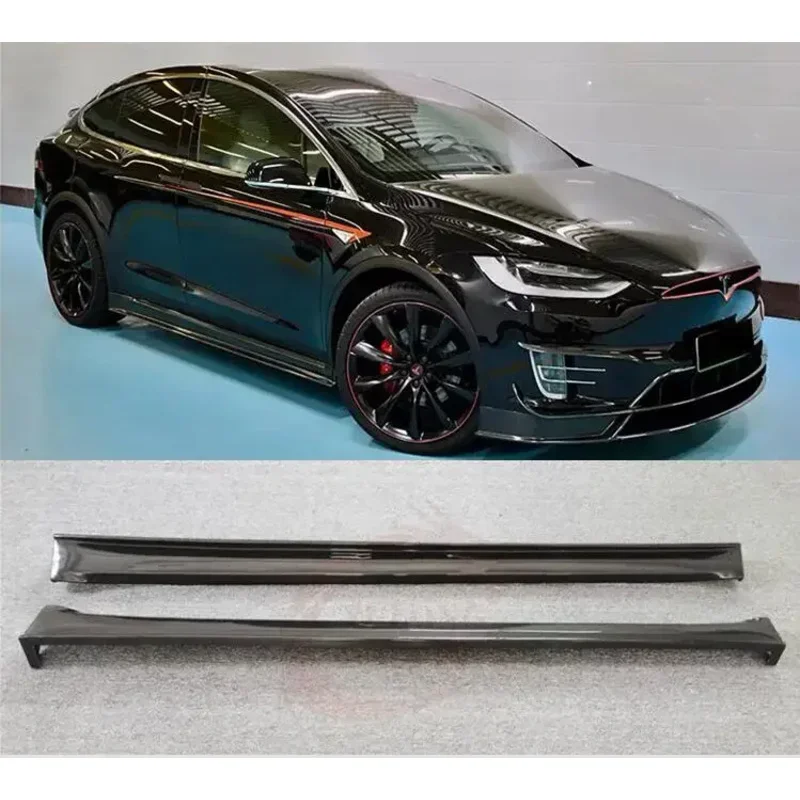 For Tesla MODEL X 2016 2017 2018 2019 2020 2021 Carbon Fiber Side Skirts Body Kit lip Cover