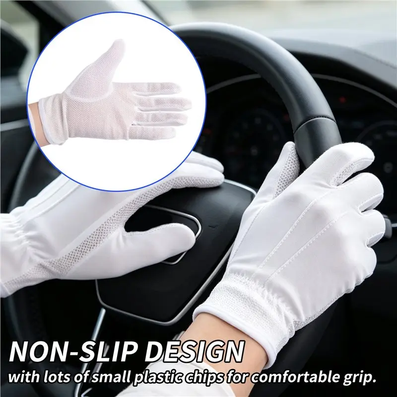 ABZZ-Pair Protective Anti-Slip White Cotton Work Driving Gloves