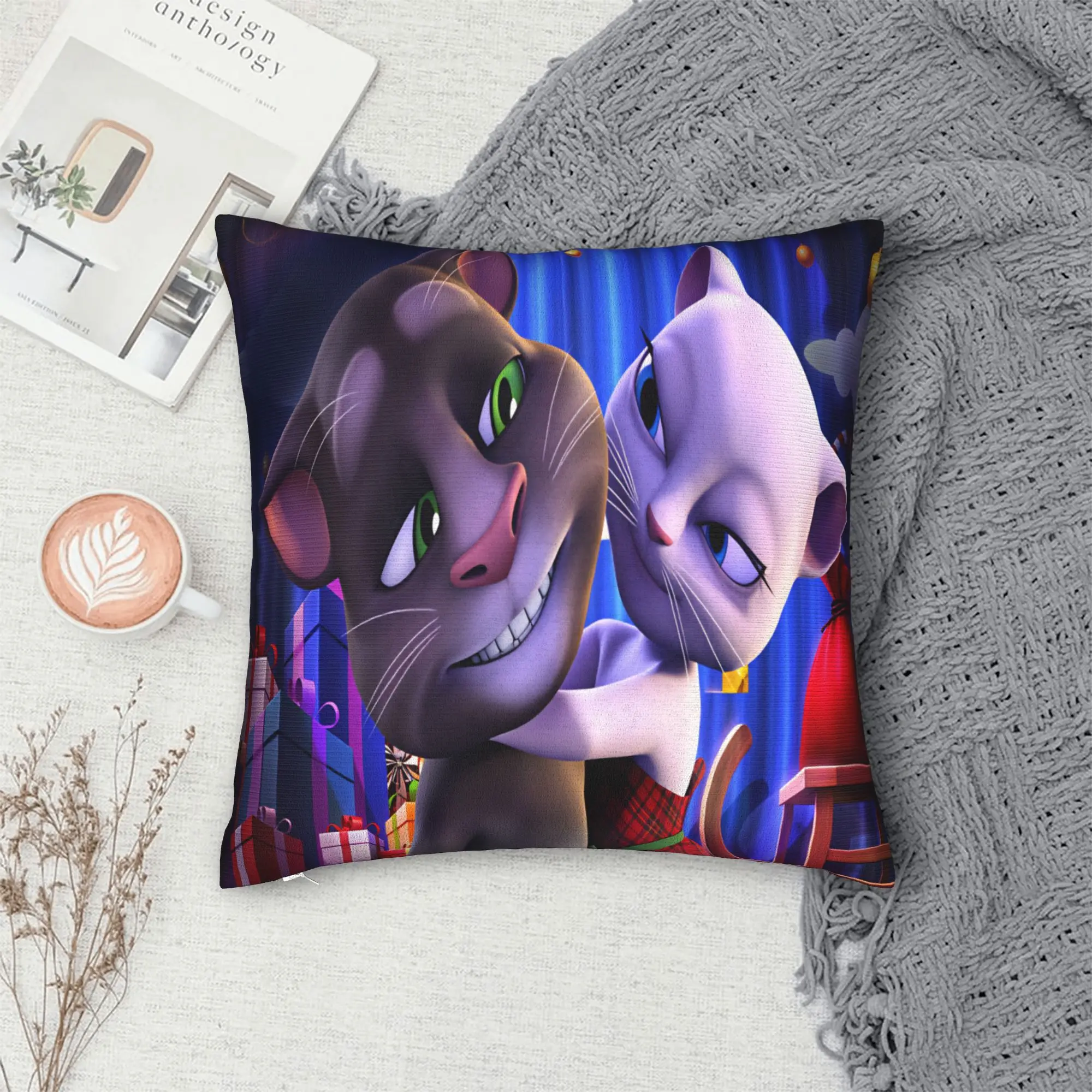 Game T-Talking T-Tom And F-Friends Pillow Cover  Vintage Pillow Case For Sofa Couch Bed Living Room Soft Pillowcases Gift