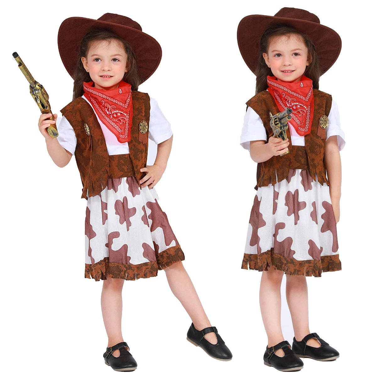 Vestidos de disfraz de vaquero para niñas y niños, disfraces de vaquera occidental, disfraz de Carnaval Purim, vestido de fiesta para eventos de Halloween