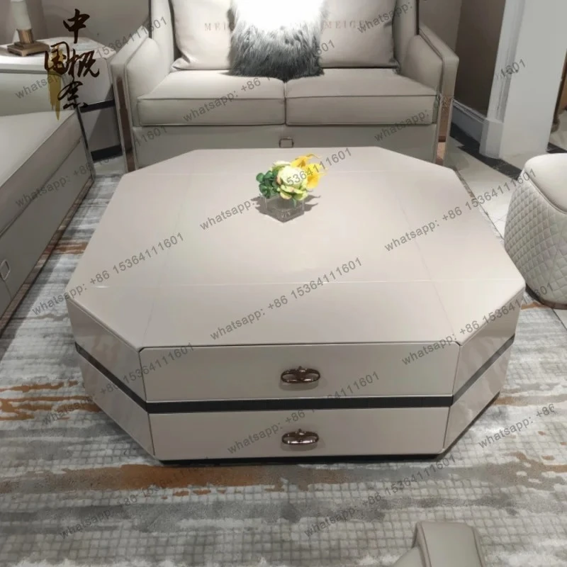 

Italian light luxury modern simple square coffee table living room household small apartment storage designer model