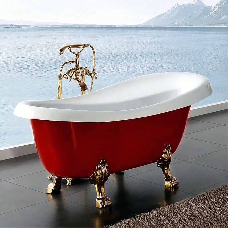 Acrylic chaise bathtub insulated double-storey free-standing small apartment home hotel net red homestay spa basin