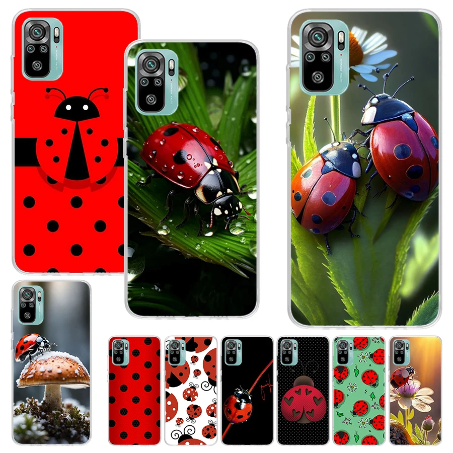 Insect Seven-Star ladybug Phone Case For Xiaomi Redmi Note 13 12S 12 10 10S 11 11S 11E Pro Plus 11T 9 9S 9T 8 8T 7 Soft Silicone