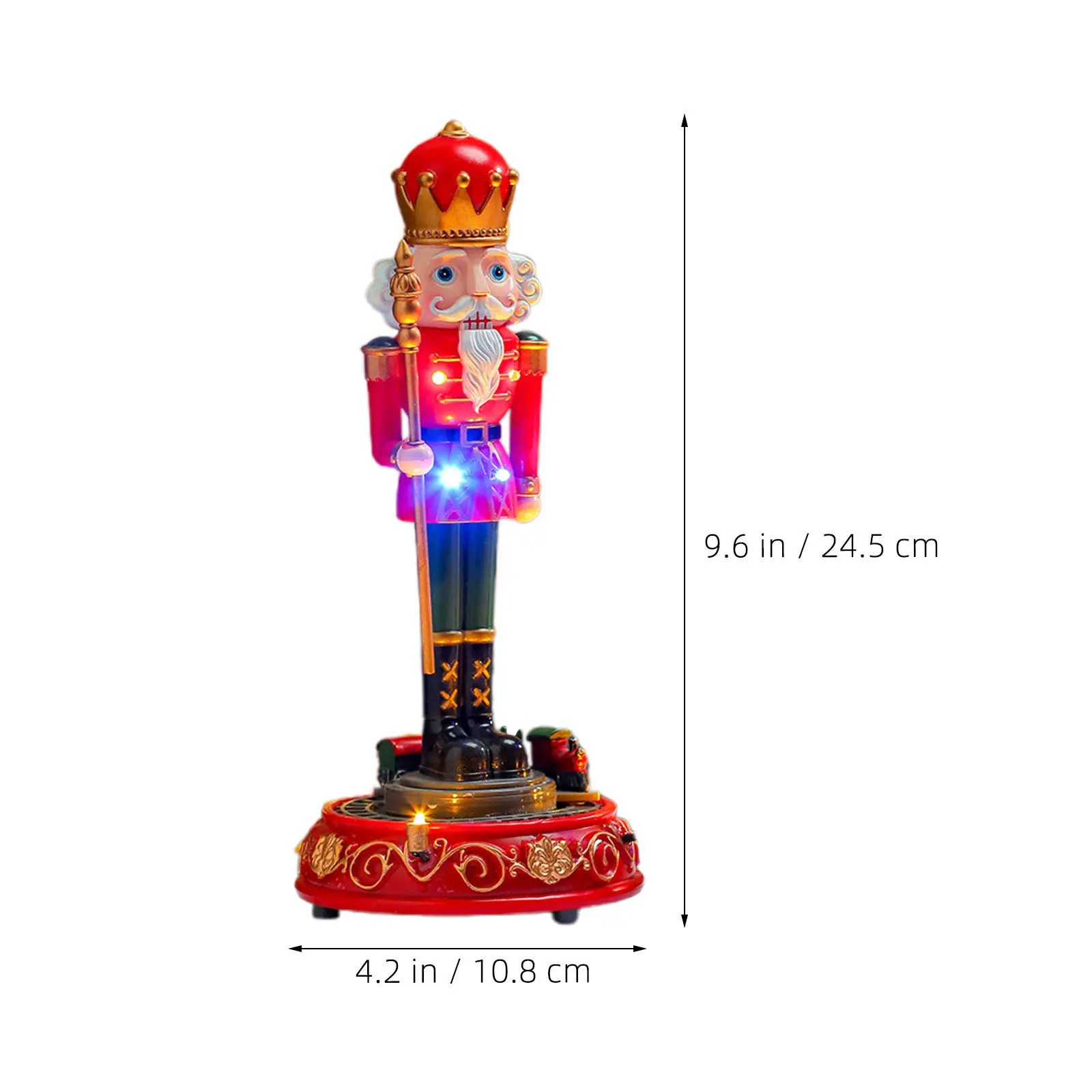 Christmas Nutcracker Soldier Music Box Lighted Rotating Design Wind Up Music Box Vintage Holiday Tabletop Decor