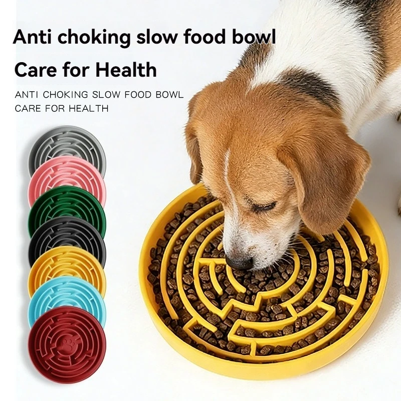 Hunde-Silikon-Fressnapf mit Saugnäpfen, Anti-Verschlucken Labyrinth-Puzzle-Futterspender, Rutschfester Gesundheits-Fressnapf für Kleine und Mittelgroße Hunde