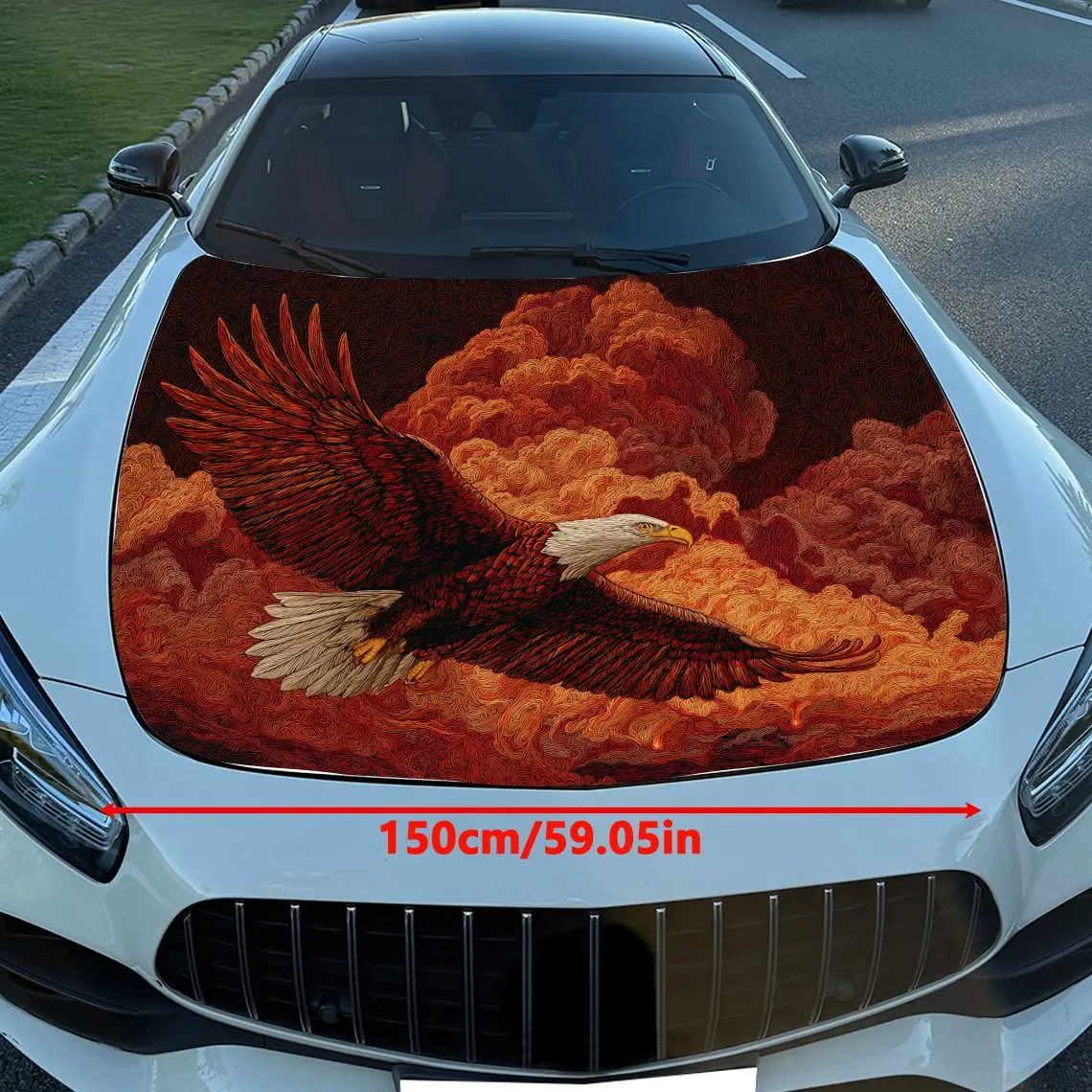 Car Cover Packaging - Volcanoes And Bald Eagles Design,High-quality Vinyl Decals Suitable For Cars And Trucks,Fitted,Weather Res