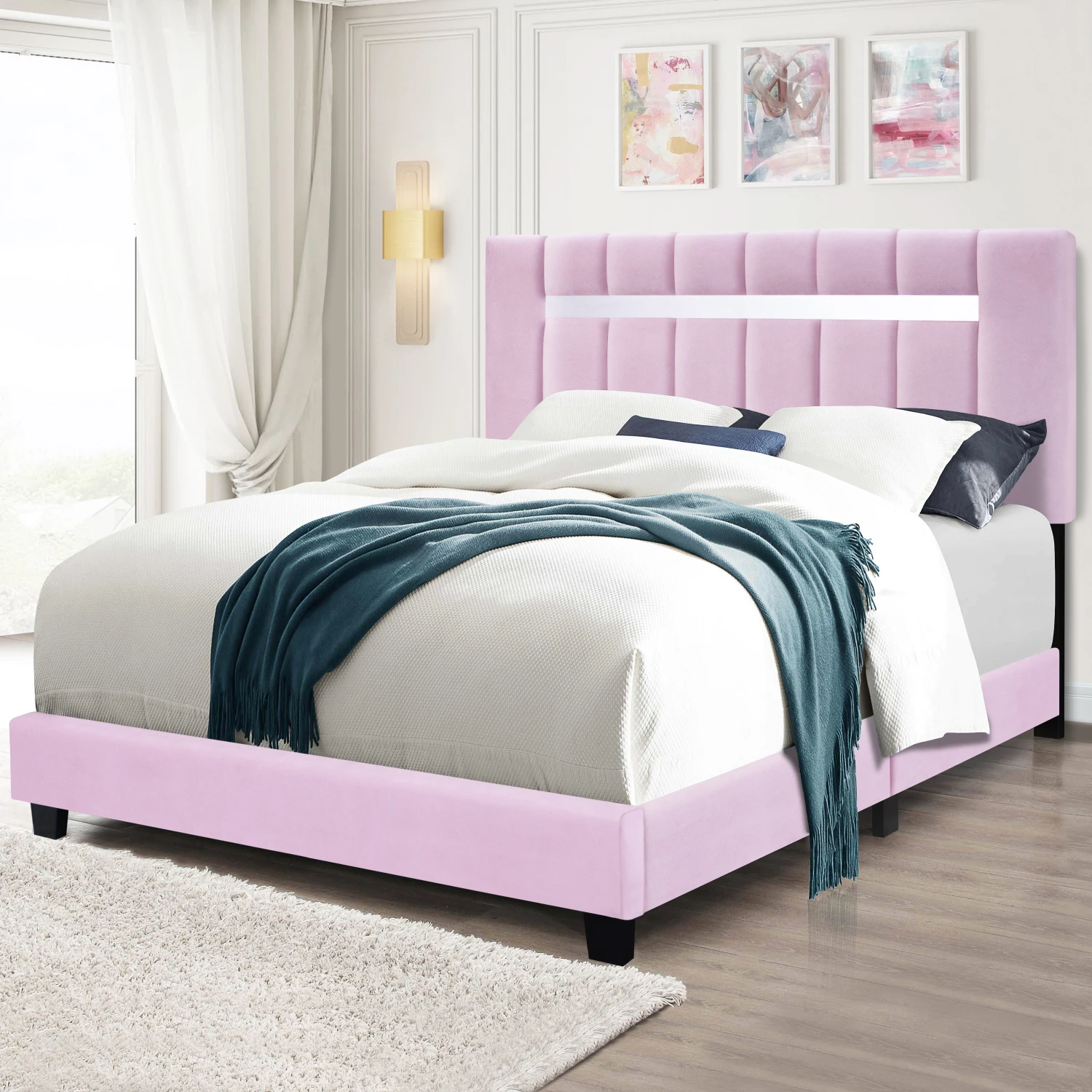 

Pink Velvet Adjustable Bed Frame - Teen Girl's Favorite Collection