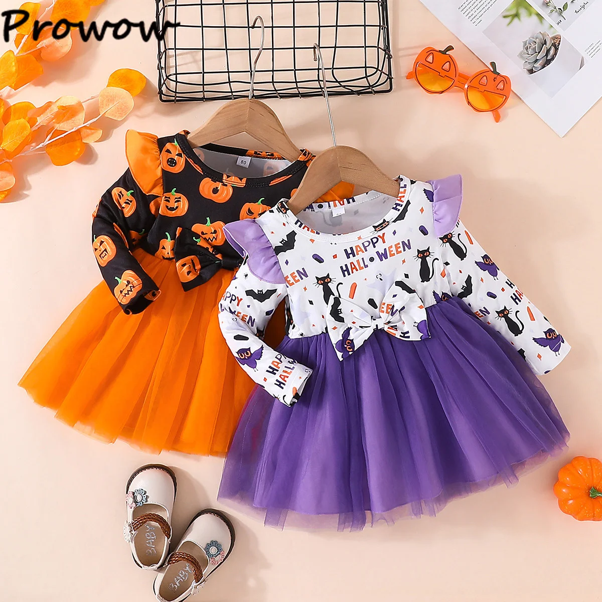 

Prowow Toddler Girl Halloween Costumes Orange Pumpkin Purple Baby Festival Carnival Clothes Halloween Dresses For Girls