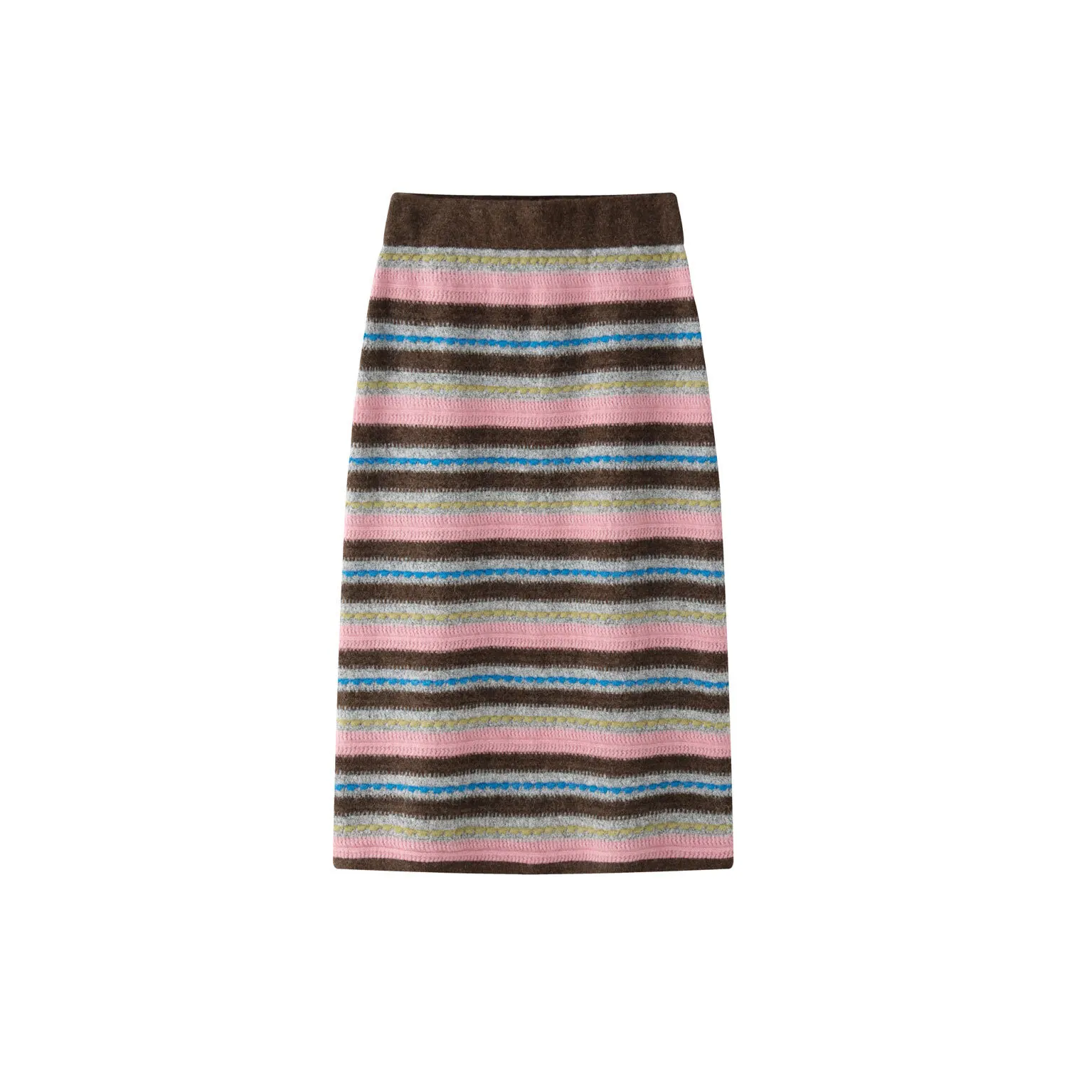 Wool Striped Half Length Knit Skirt Autumn/winter Warm A-line Long Skirts For Women