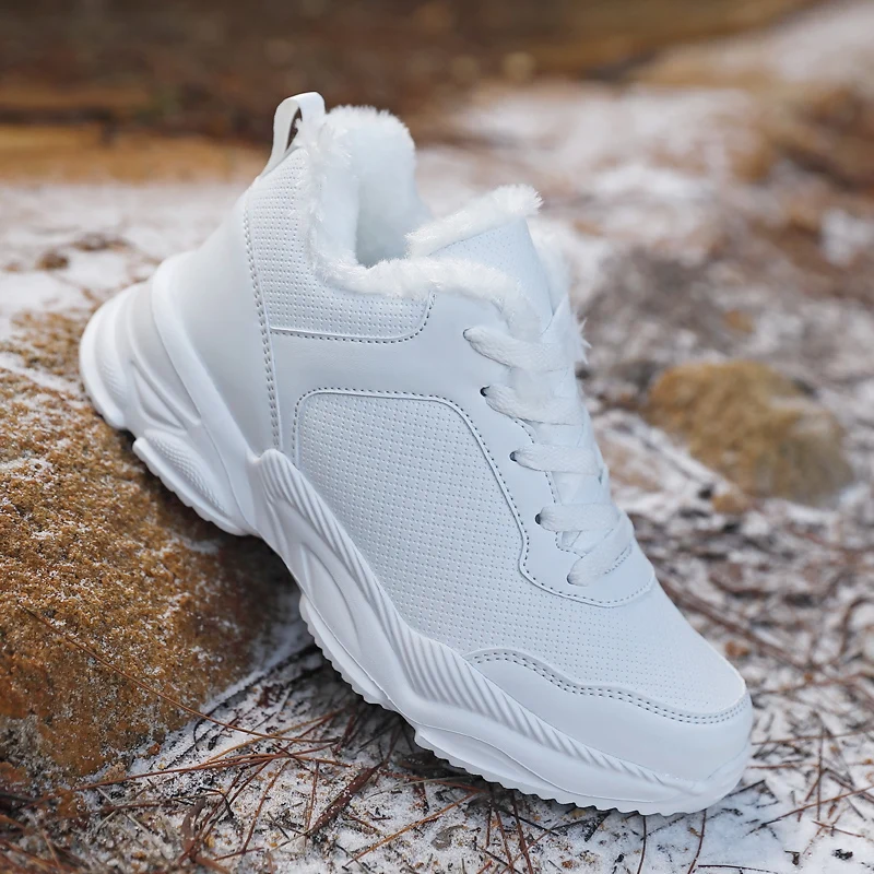 

Женские зимние ботинки, удобные кожаные ботинки на зиму 2024, ботильоны на платформе, сохраняющие тепло, плюшевая зимняя обувь, уличные короткие ботинки