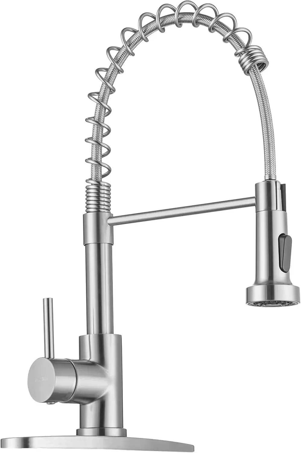 Kitchen FaucetsBrushed Nickel Kitchen Faucet with Pull Down Sprayer,Industrial Spring Single Handle Stainless Steel Kitchen Sink