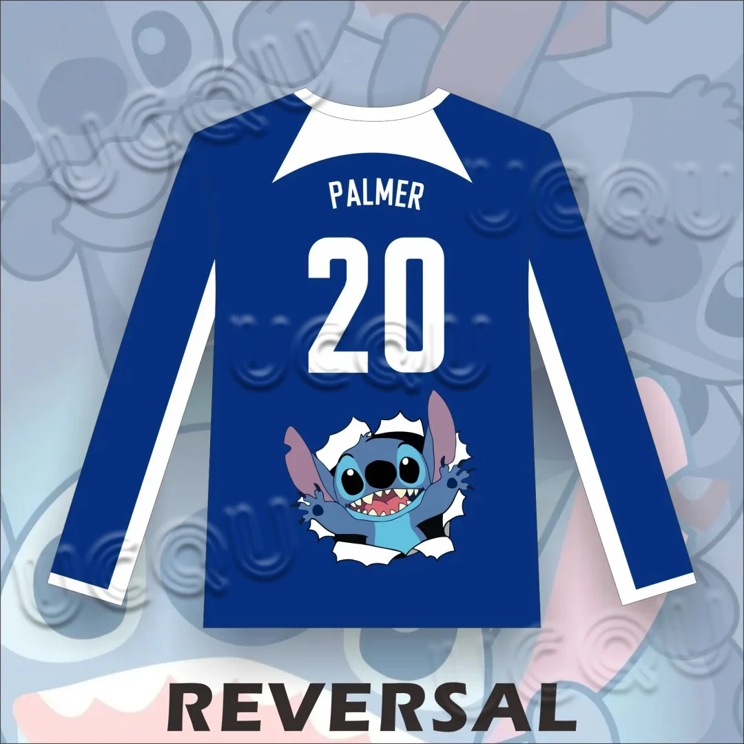 Disney'S New Stitch Round Neck Football Long Sleeved Shirt Chelsea No. 20 Sports Training Suit  Men Women'S Casual Fashion Shirt